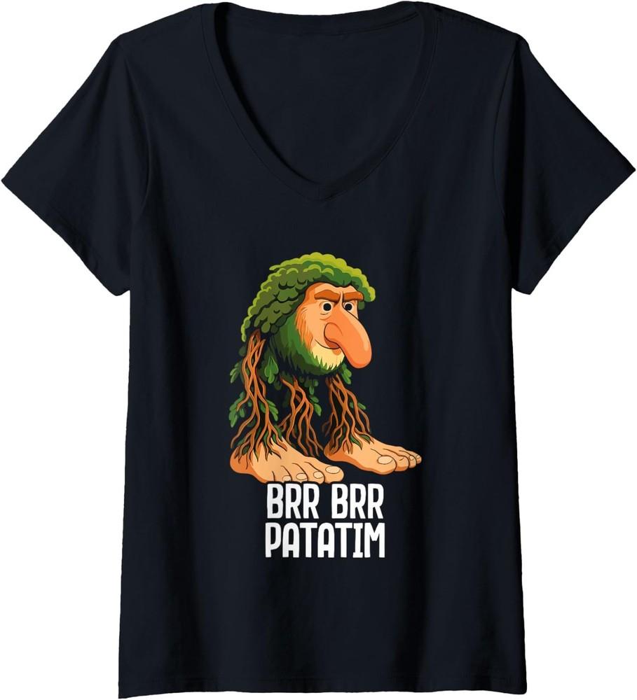 Brr Brr Patatim Italian Brainrot Funny Meme Design Ladies  V-Neck Tshirt Unisex T-Shirt XXXXL