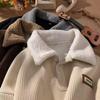 Herren Cord-Polo-Sweatshirt mit Samt-gefütterter Lammwolle für Herbst/Winter, Hong Kong Style, für Teenager