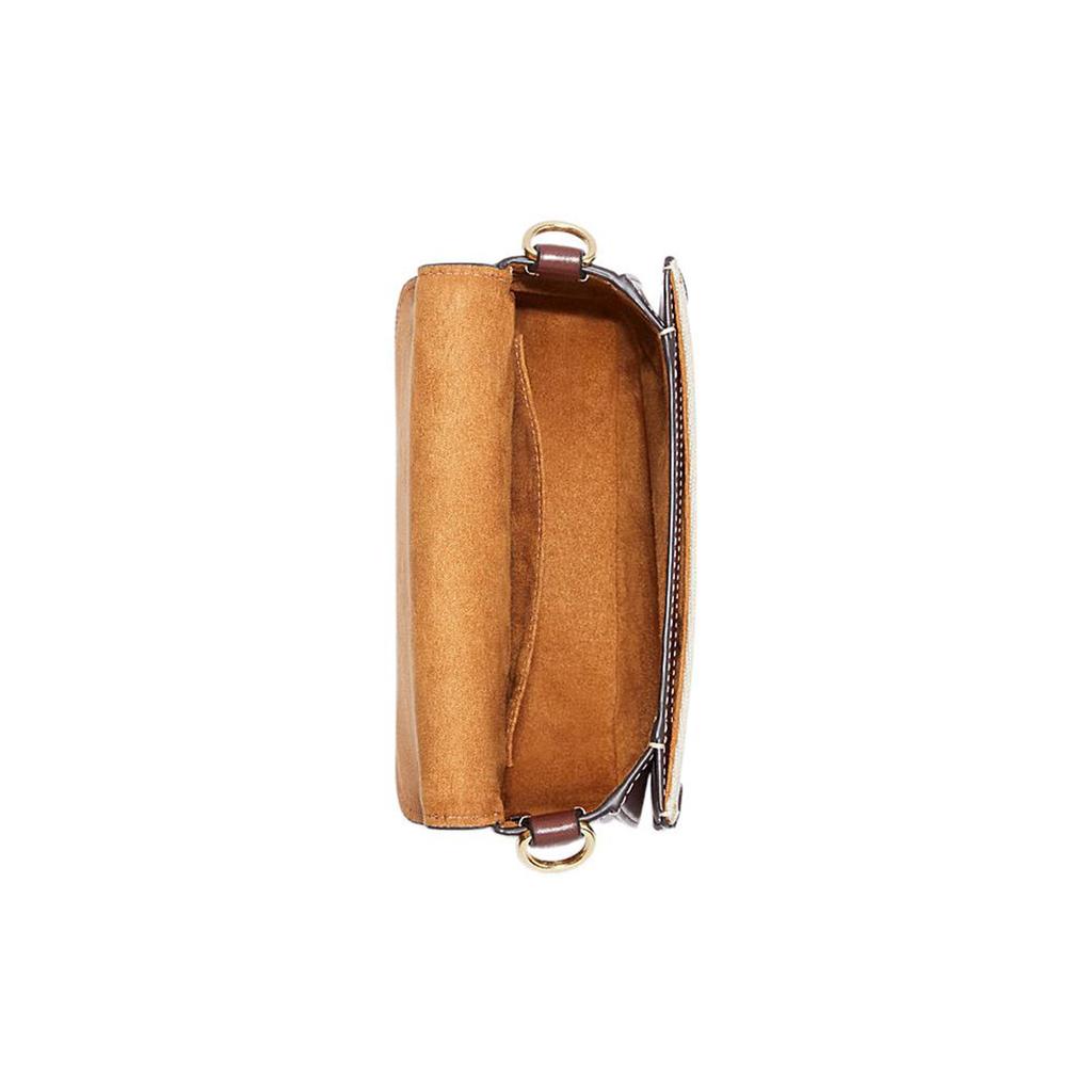 New COACH Morgan Cow Leather With Textile Saddle Bag, Crossbody Bag, Shoulder Bag Small Size Women's Red & Beige CH183-IMNAM