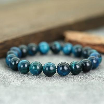 Přírodní modrý tygří oko náramek třídy A pro ženy muže 6mm/8mm/10mm/12mm hladký korálkový náramek dárek na Valentýna pro pár