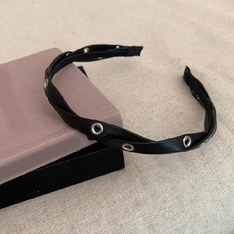 Spa Headband Twisted Leather Hairband Woman Makeup PU Leather Rock Headband