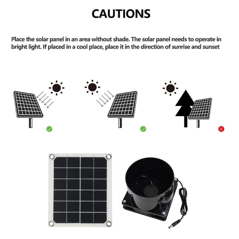 Solar Propelled Ventilation Fan ABS Plastic Detachable Plan Exemplary For Greenhouses Hydroponics Offices