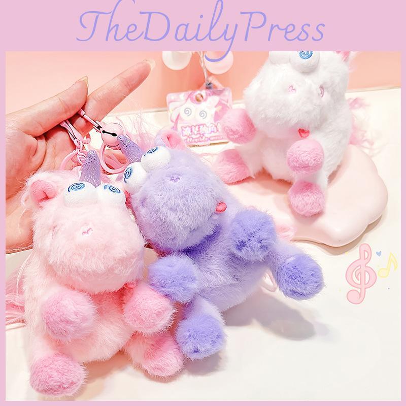 Original Charming Jinnew Plush Unicorn Keychain Colorful Stuffed Animal Accessory