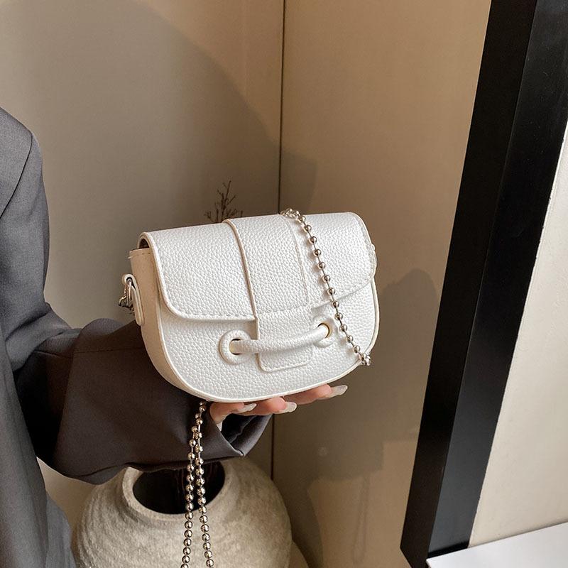 Mini Exquisite Small Bag Fashionable Foreign Style Saddle Bag High Texture Lychee Pattern Summer Chain Shoulder Messenger Bag
