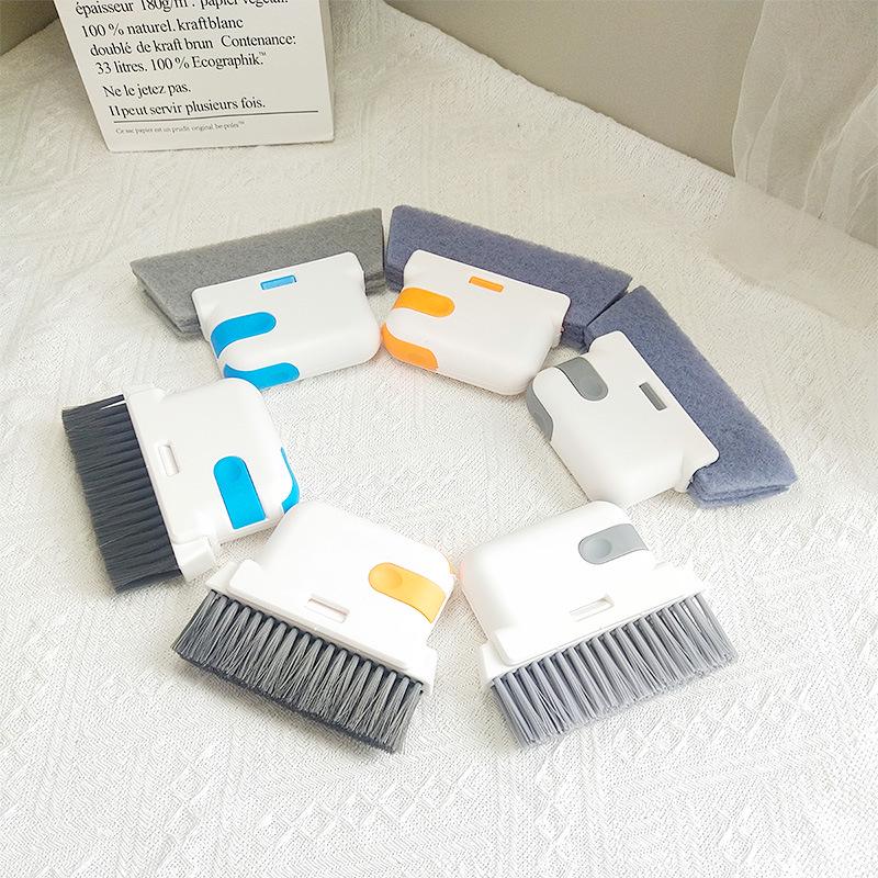 Three-in-One Household Window Groove Cleaning Brush with Removable Head