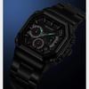 Skmei Luxury Stainless Steel Square Men Watch Chronograph Luminous Quartz Wristwatches Small Dial Work Male Waterproof Clock