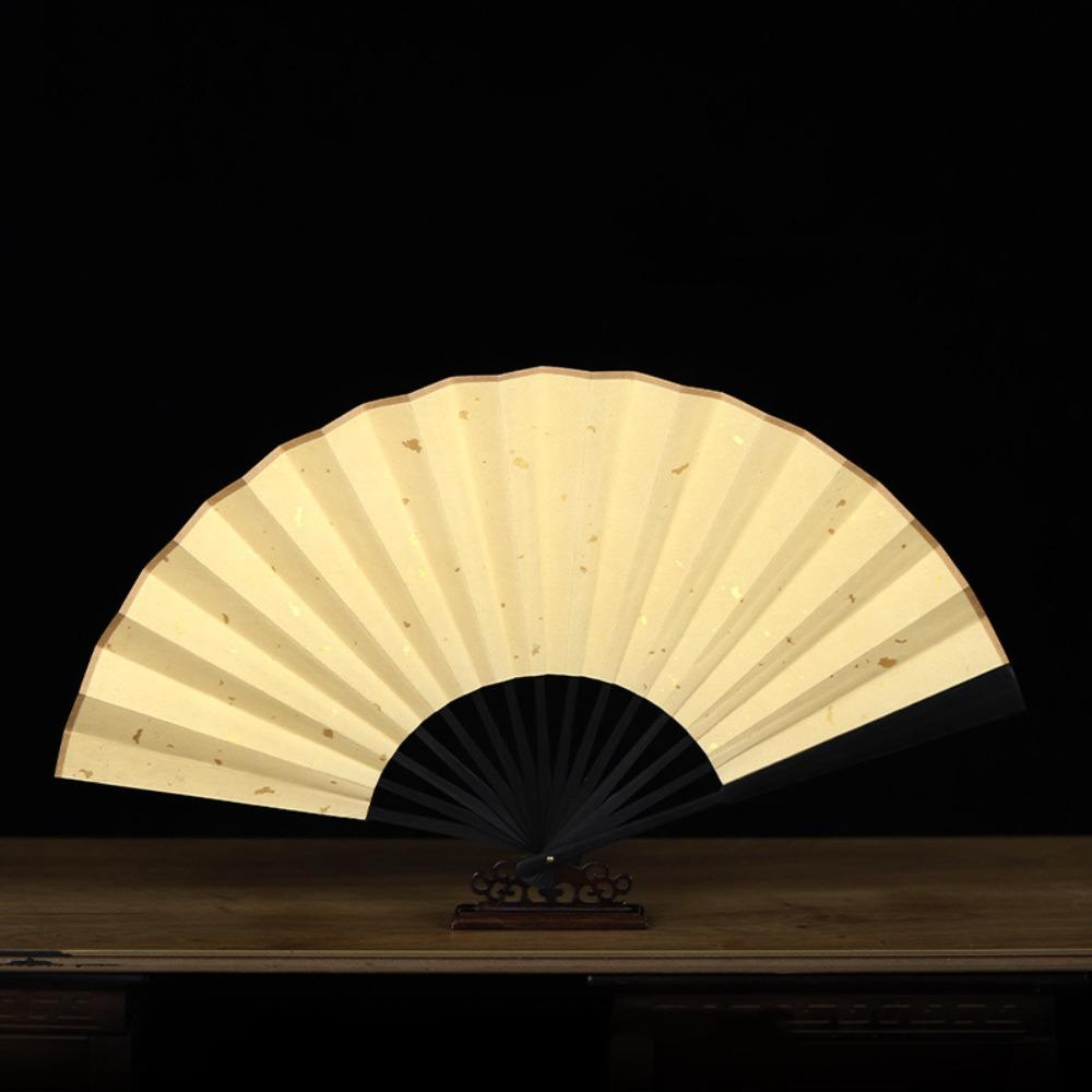 Gold-Flecked Surface Chinese Folding Fan Antique Style Decorative Fan Calligraphy Painting Style 12