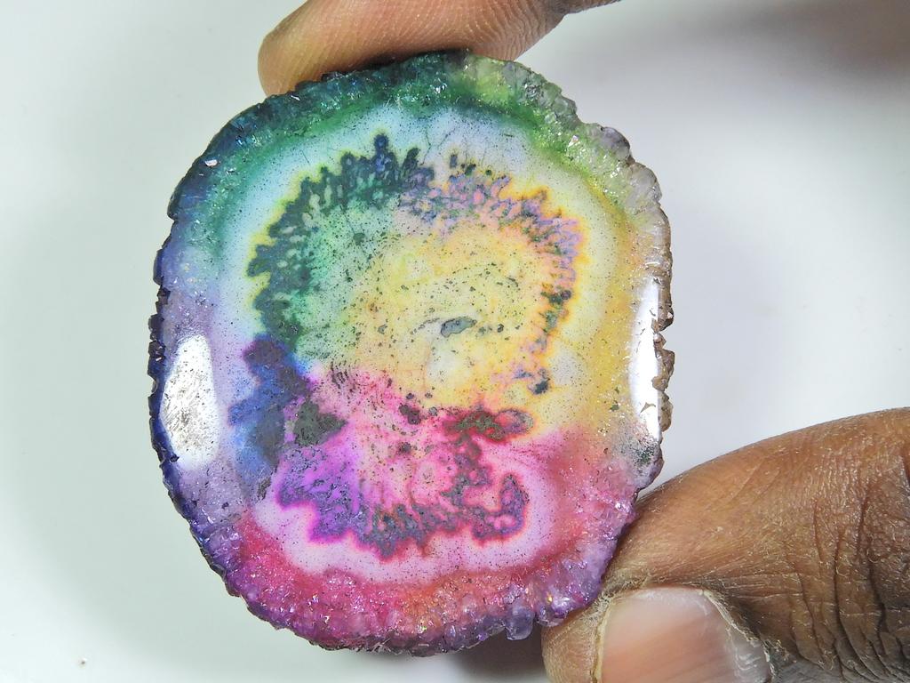 78Cts. Dyed Solar Druzy Agate Multi Colour Fancy Cabochon Loose Gemstone ET-35