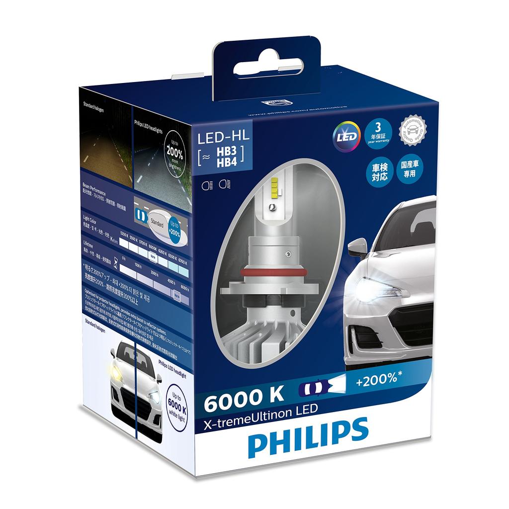 Philips Automotive Bulb Light LED Headlight 6000K 3520lm 12V 22W Extreme Ultinon Vehicle Inspection Compatible 3 Year Warranty 2 Pieces PHILIPS