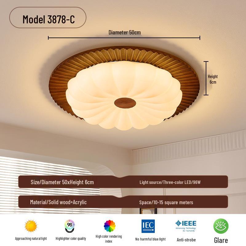 

Walnut Retro Ceiling Light for Study & Bedroom – Eye Protection, High-End Design