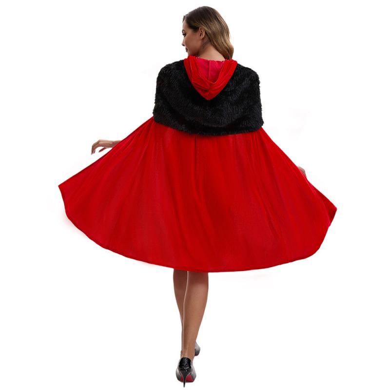 2026 New Women's Christmas Jumpsuit Set with Hooded Cape Shawl Themed Party Performance Costume Adult Christmas Attire