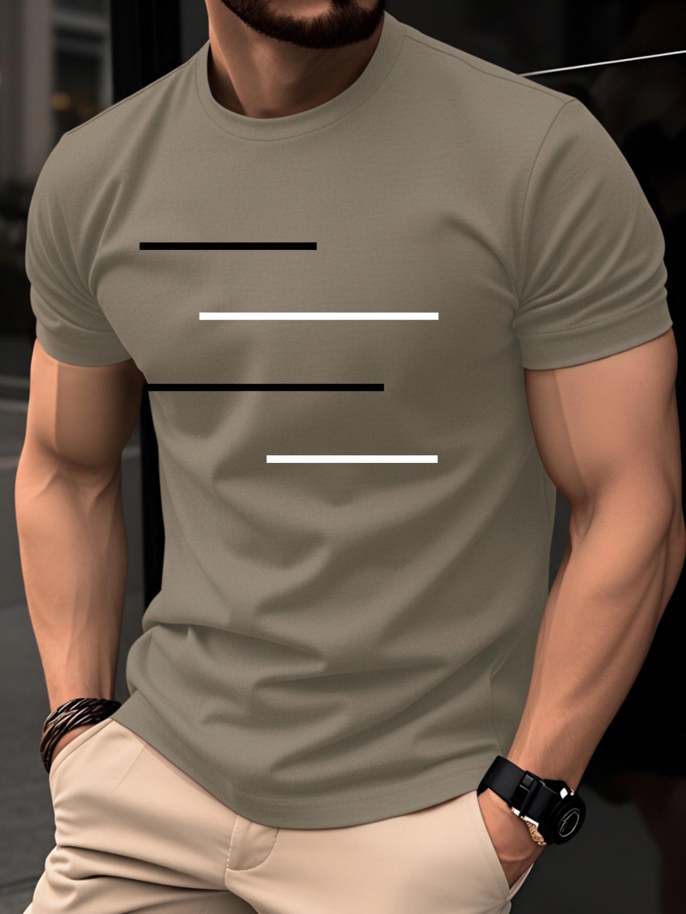 Men s Black and White Line Geometric 3D Printed T-shirts Summer Casual Round Neck Tops Men s Loose and Simple Short Sleeved Clothing XXL