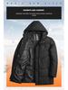 Winter 2025 Men's High Loft Warm Cotton Jacket with Detachable Hood for Middle-Aged and Elderly Business Wear.