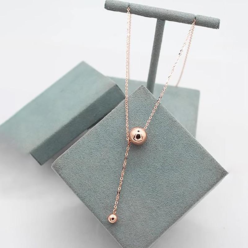 Purple Gold Glossy Beads Fringed Money Light Luxury High-End Chain Plated Rose Gold Ball Necklace