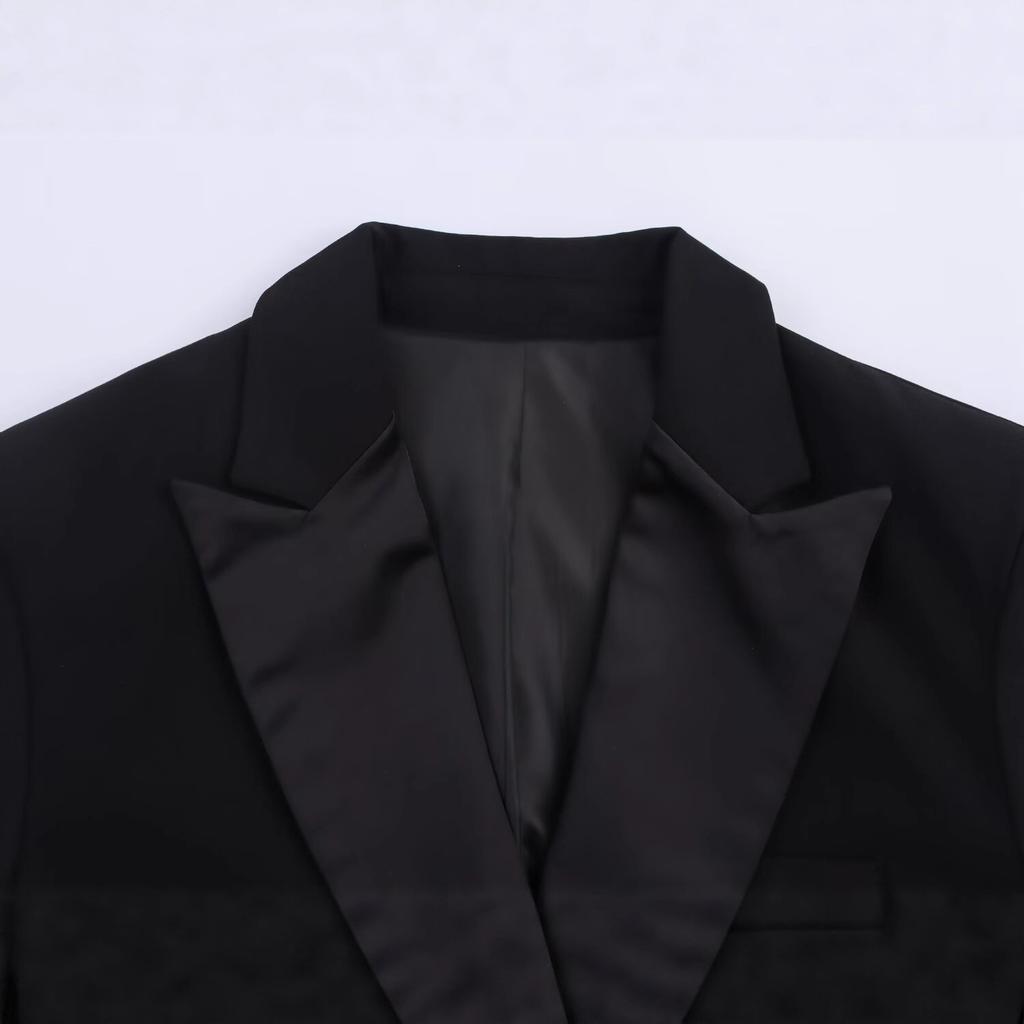European and American style, French style, women's fashionable temperament, patchwork double-breasted suit jacket 3365004