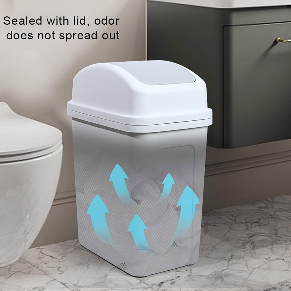Mini Dual Swing Lid Table Trash Thickened Press Type Swing Cover Large Capacity Kitchen Hotel Bathroom Office Garbage Trash Can