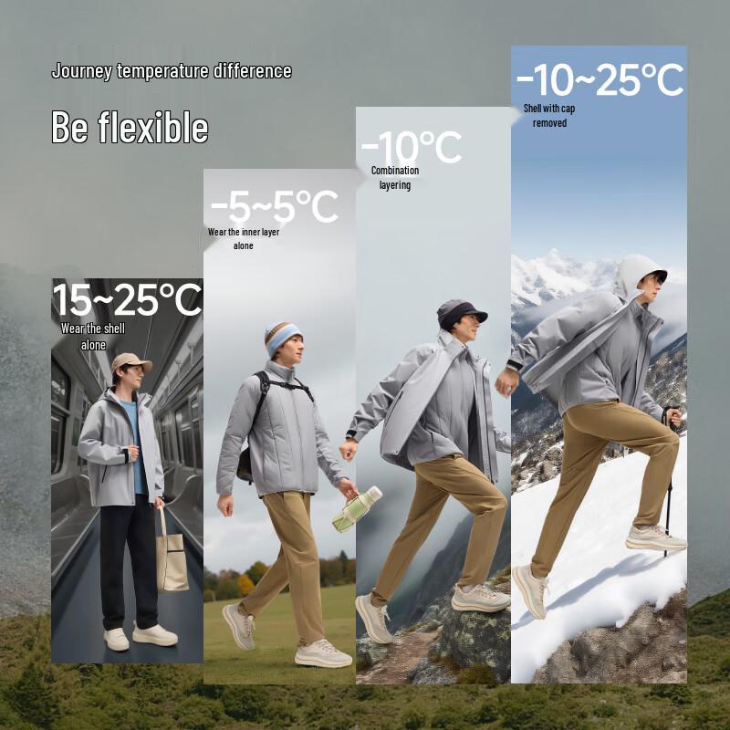 Beneunder Men's 3-in-1 Detachable Hood Air Fleece Softshell Jacket