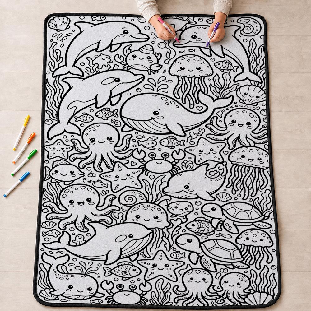 Cross-stitch DIY Fun Graffiti Blanket – Hand-painted Coloring Gift Blanket