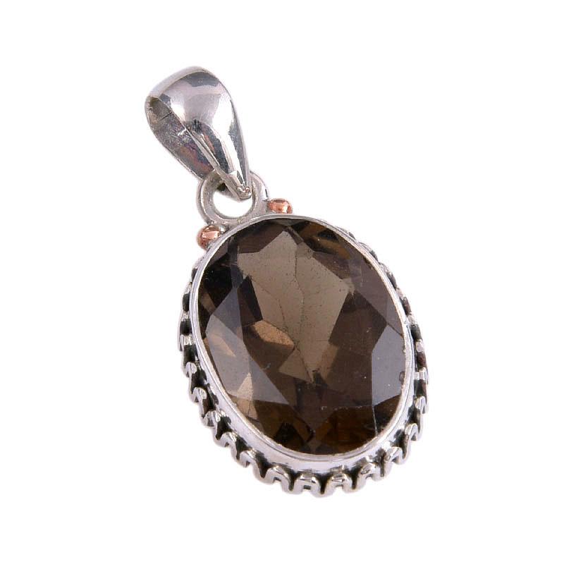 Natural Smoky Quartz Gemstone Handmade 925 Solid Silver Gift Pendant 1.25" R0D29