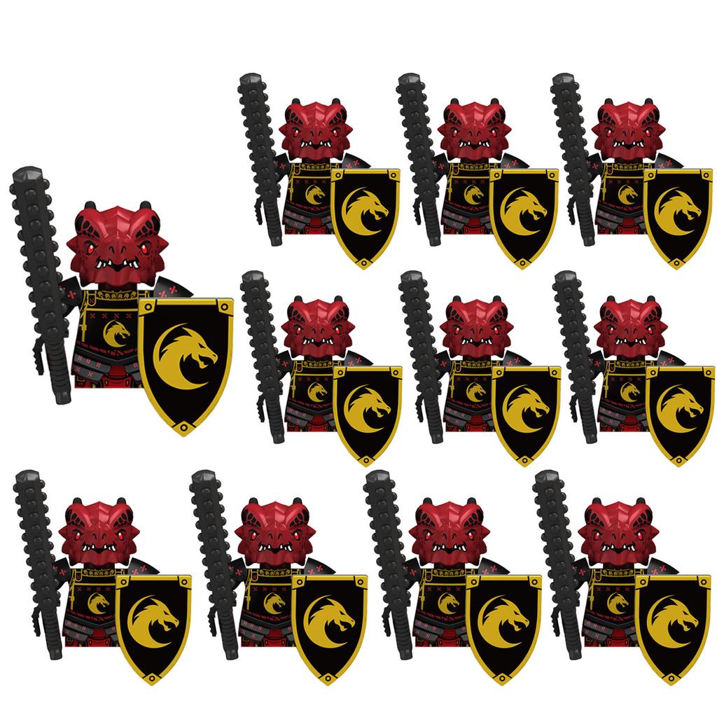 11pcs Medieval Dragon Knights Heavy Armor Bricks Assemble Action Figures Accessories Model