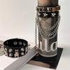 Pulsera Punk de Calavera de Cuero PU con Remaches Japonesa y Coreana - Accesorio de Street Dance y Hip Hop