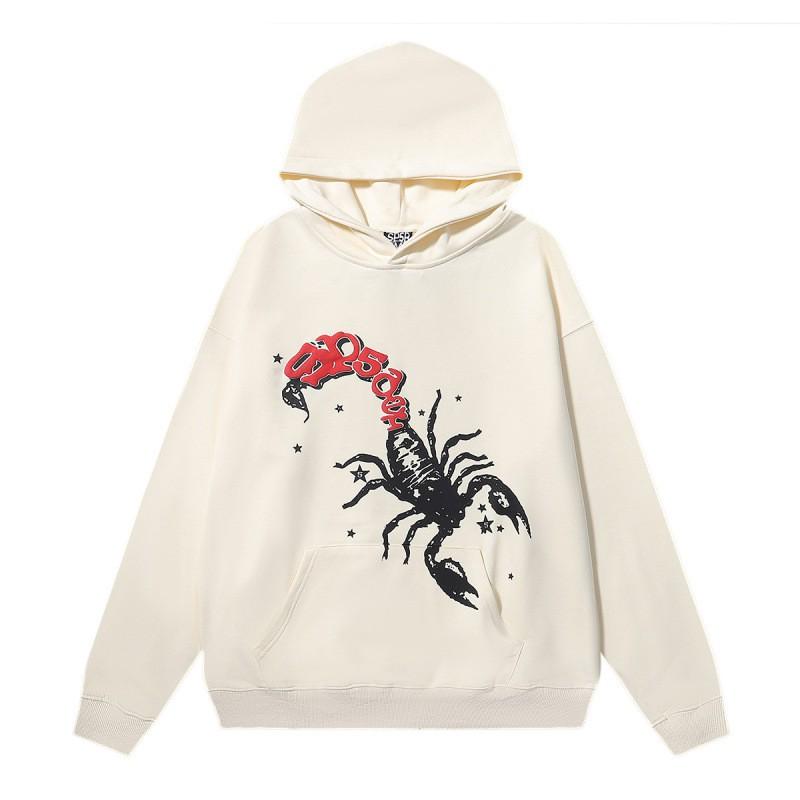 Sp5der Hoodie Unisex Oversized Cotton Pullover With Foil Letter Print Fall Casual Streetwear