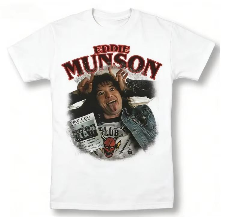 

Eddie Munson Vintage 90s Rock Band Graphic Kids Men Women T-Shirt Unisex Regular Fit Short Sleeve Tee with Iconic Album Art20... S разноцветный