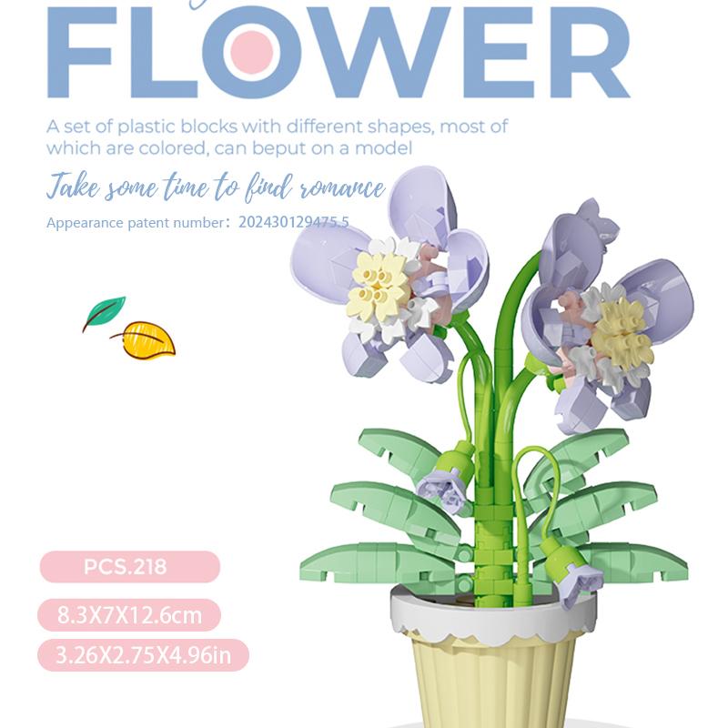 Children's handmade DIY potted desktop decorations simulated flower bouquets small particle assembly puzzle toys