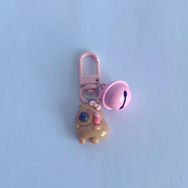 Cute Capybara Resin Keychain Cartoon Student Backpack Pendant Charm Accessory