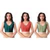 Women Sleeveless Cotton Silk Blouse Indian Bollywood Ethnic V Neck Choli Dress