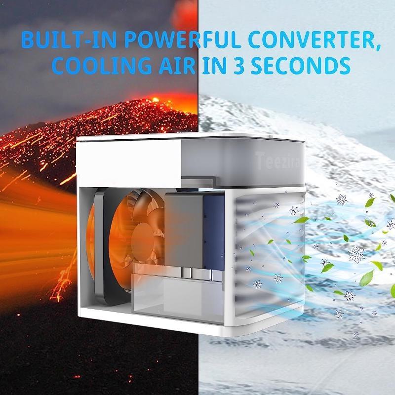 Aer condiționat personal portabil, Aer condiționat mic răcitor de aer cu 3 viteze ale vântului, ventilator AC mobil pentru birou pentru dormitor acasă