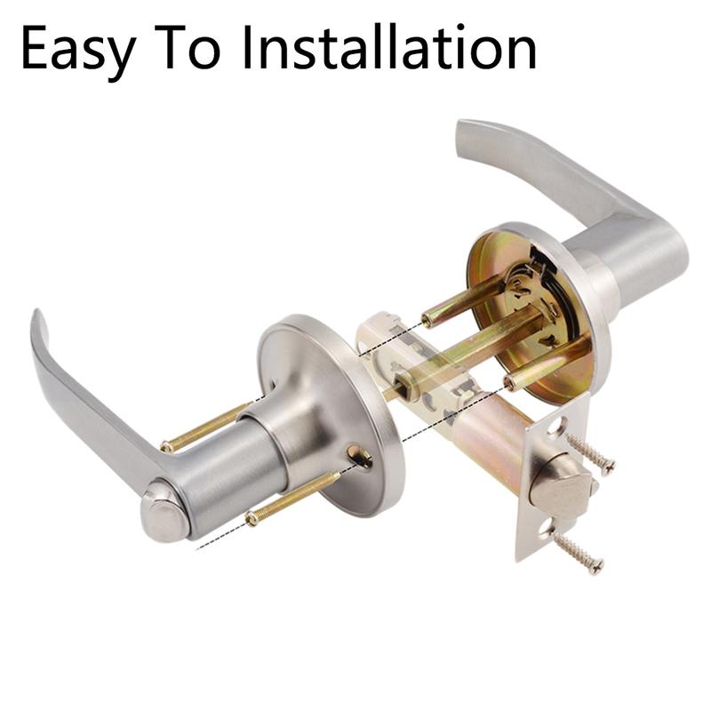 Room Door Handle Lock High-Grade Aluminum Alloy Handle Latch with 3 Keys Three-Pole Spherical Door Lock For Bedroom Bathroom