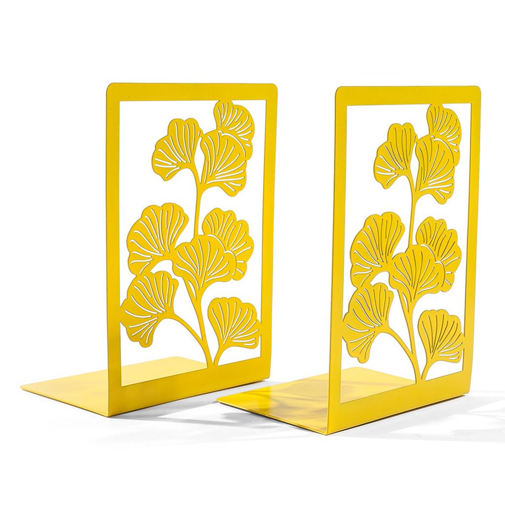 2Pcs Book Ends for Shelves Hollowed Leaf Metal Bookends Heavy Duty Book End Decorative Book Stoppers for Office School