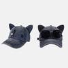 New Cute Cat Ears Pilot Hat With Glasses Baseball Cap Water Washed Baseball Cap Adjustable Outdoor Sunshade Sun Hats Unisex Gift