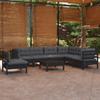 Day and Night - Day and Night Garden Furniture 8 Pieces with Black Cushions Solid Pine Wood
