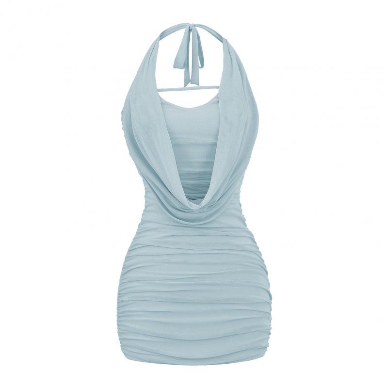 AP25210-25 Summer European & American Low-Cut Mesh Halter Bodycon Dress