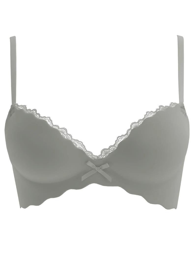 

Thin female pure desire one piece seamless display big girl no steel ring sexy bra cover thickened 38/85AB grass зелений колір