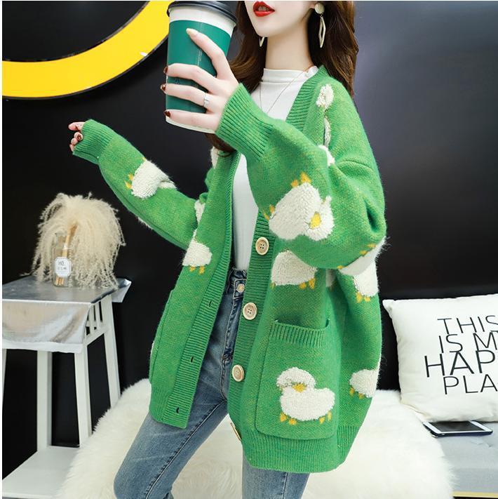 Cardigan tricotat pentru femei Pulover de oaie drăguț Cardigan de primăvară, toamnă, ocazional, largi