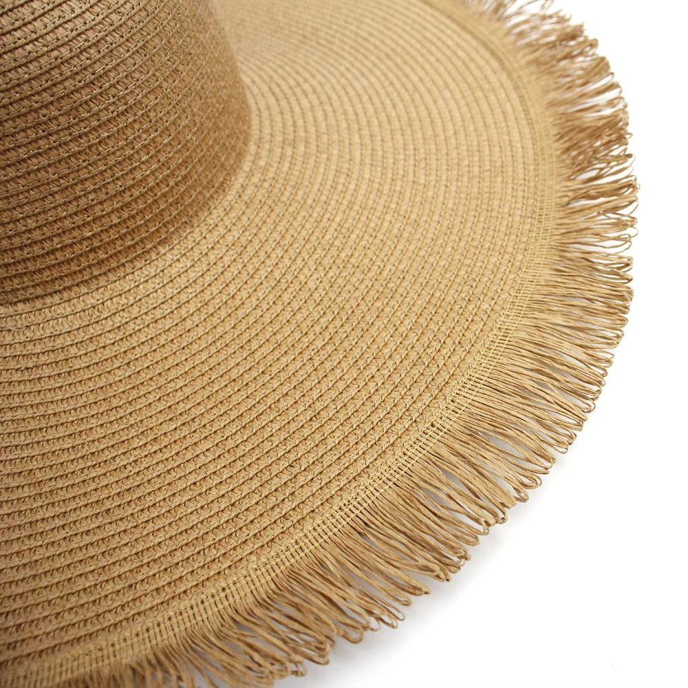 Cappello da Sole Estivo Pieghevole a Tesa Larga da Viaggio per Spiaggia Cappello Floppy Casual in Paglia