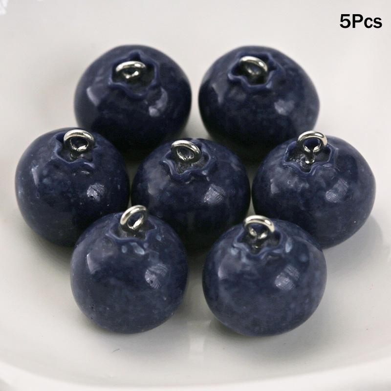 3D Simulated Fruit Resin Pendants 5Pcs Fun Fruit Charms for DIY Party Favors Earring Bracelet Jewelry Making Crafts