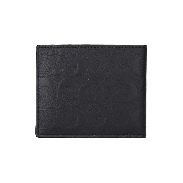 Coach 3 In 1 Wallet With Embossed Print And Detachable Card Holder Men Wallets Black 75371-BLK