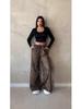 Leopard Print Elastic Waist Casual Loose Straight Pants for Spring and Autumn
