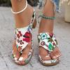 High-heeled cool slippers women's summer new color printed toe casual flip-flops thick-heeled sandals