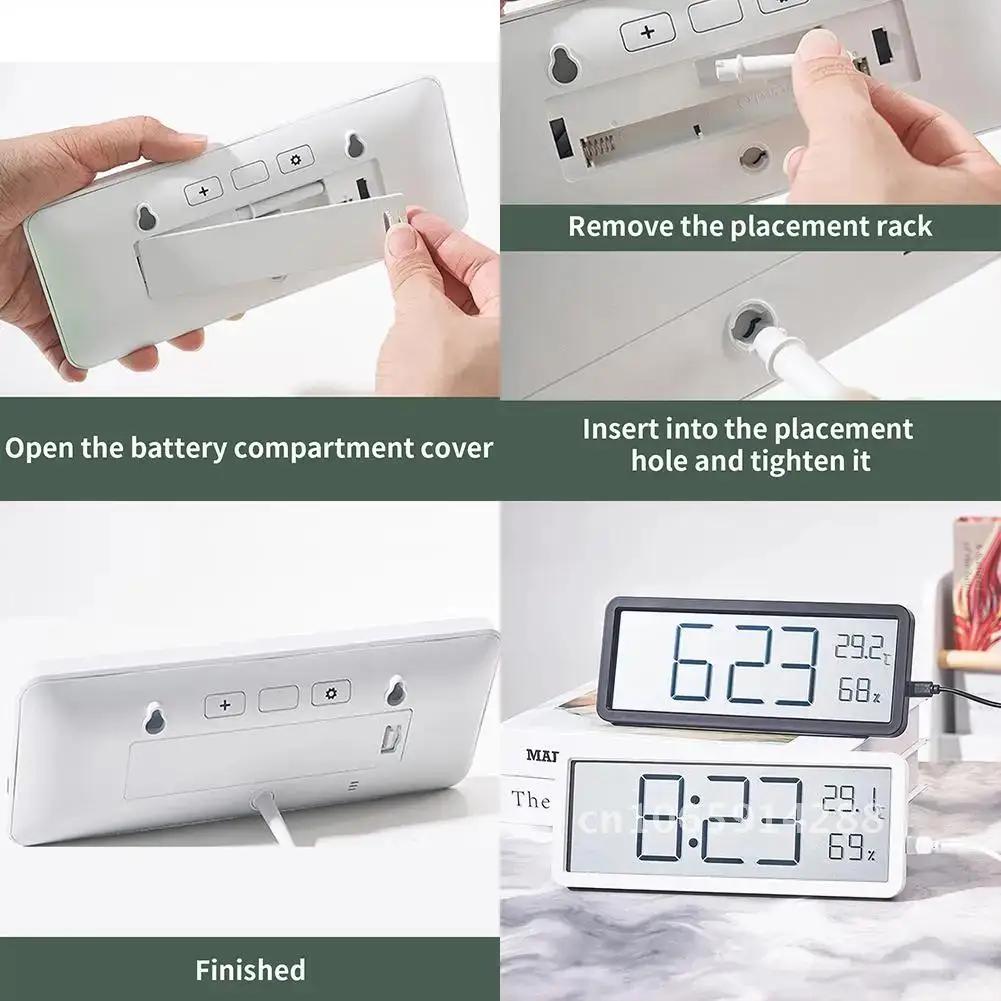 LED Wall Clock Simple Digital Clocks Wall MountedMultifunctional Electronic Humidity and LCD Disply Alarm Temperature Clock