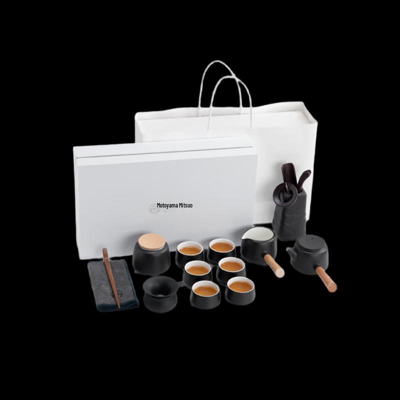Chinese Ceramic Kung Fu Tea Set with Wujin Stone Tray