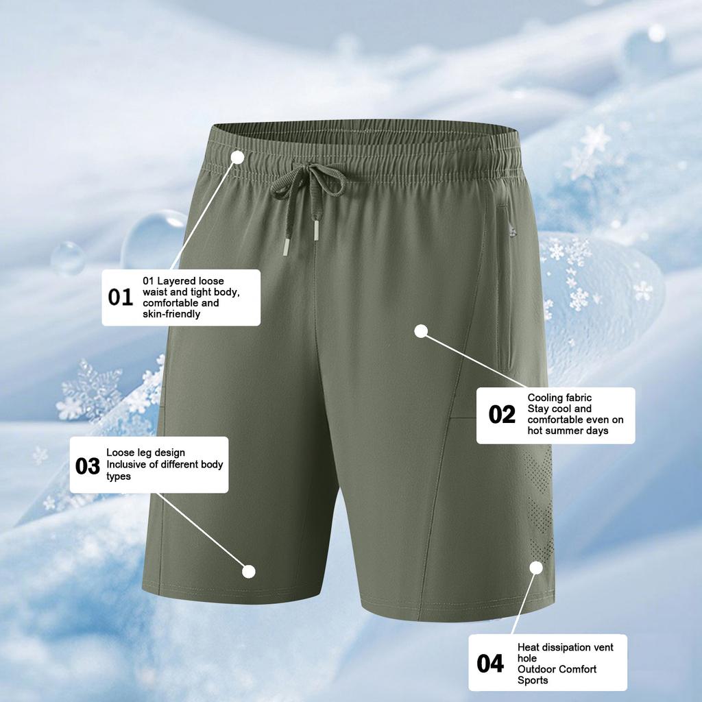 Men's Summer Quick Dry Shorts with Zipper Pockets Lightweight Breathable Athletic Running Gym Workout Shorts for Outdoor Activities