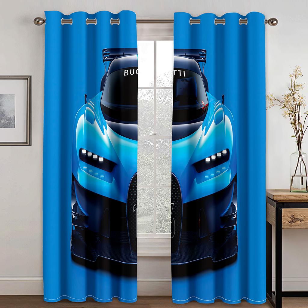Komiksové Závodní Auto Cool Tištěné 3D Moderní Zatemňovací Závěsy Okenní Závěsy pro Dítě Dívku Obývací Pokoj Ložnice 2 Kusy