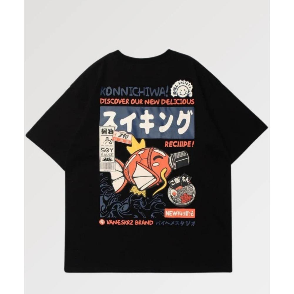 2025 Men T-shirts Intrage Japan Kanji Cartoon T-shirt Fun Graphics Kawaii Clothing Streetwear Peach Khaki Top Large Harajuku Top