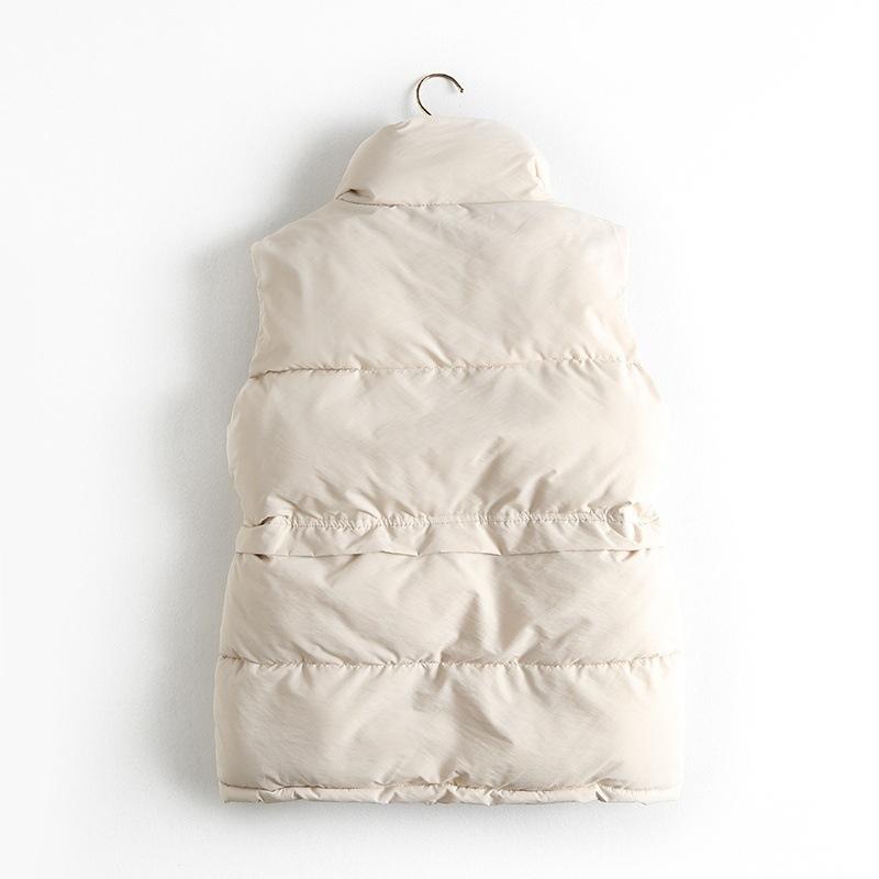 Autumn Winter Women Vest Solid Loose Sleeveless Stand Collar Padded Vest Jacket Female Warm Waistcoat Tops