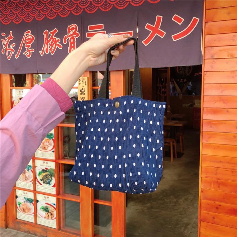 12 small fresh and cute small cloth bags women's wrinkled cloth printed handbags Bento bags